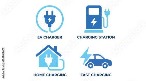Vector graphic illustration Of statistic and inbox icons with blue color scheme on white background