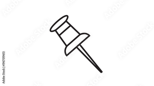 Pushpin icon with a smooth rounded head and a sharp pointed metal pin for attaching papers to surfaces