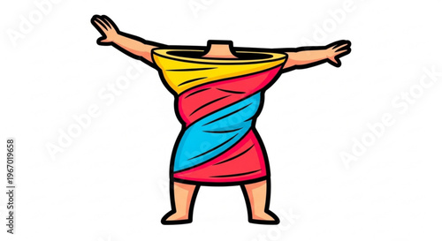 Illustration of a cartoon character with headphones contemplating various emotions represented by colorful icons, including confusion and joy