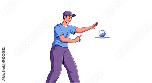Young man in casual attire concentrating intently, hands outstretched as if generating or controlling a mystical glowing energy orb, symbolizing focus and power