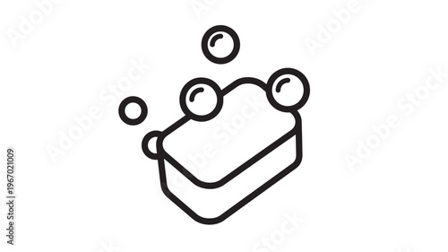 Soap bar with bubbles icon rendered in a clean, modern outline style, perfect for hygiene and cleaning themes.