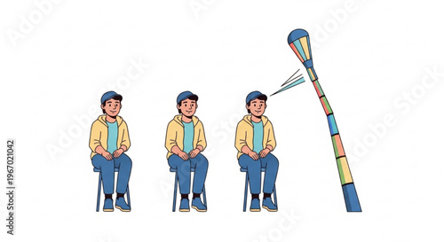 Conceptual illustration of a person's visual perception process, observing a colorful segmented object, symbolizing focus, attentiveness, and optical assessment