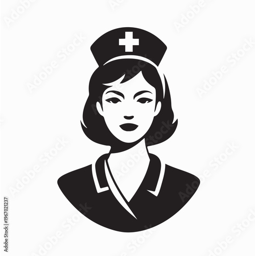 Friendly Female Nurse Logo Vector Illustration On White Background