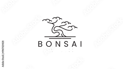 Bonsai tree icon with stylized branches and the word "BONSAI" below in a modern minimalist design, perfect for branding.