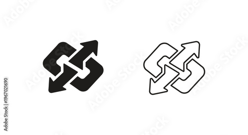 a pair of black and white recycling symbols Vector