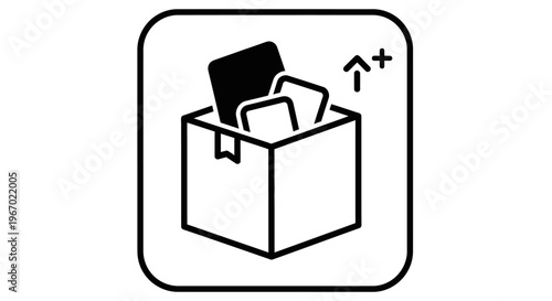 Box with documents vector icon isolated on white background