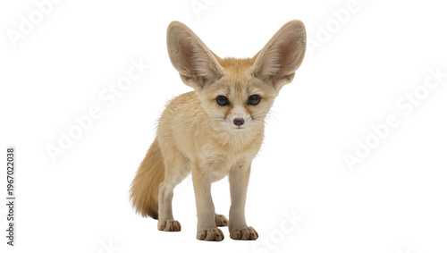 Quadro su tela Small fennec fox with large ears standing, isolated on transparent background