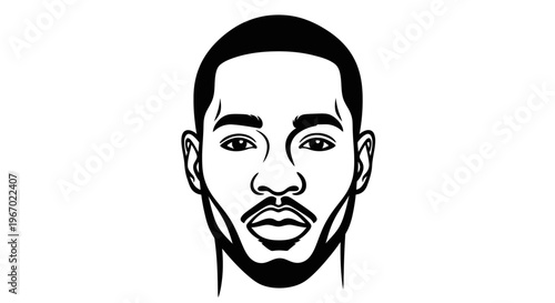 Clean vector illustration of a black mans face minimalist style