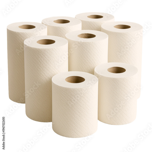 Soft, white toilet paper rolls. Essential for hygiene and everyday use.