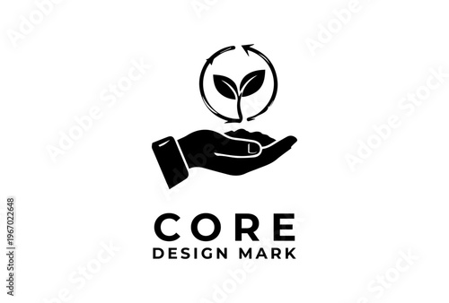 Hand Holding Plant Icon Presented As Bold Silhouette Black Vector Illustration For Biodiversity Conservation Concept