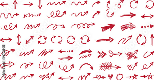 фотографія Hand drawn red arrow doodle set
Sketch style hand drawn arrow collection
Doodle