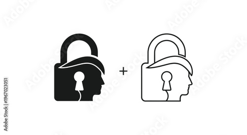 a combination of a padlock and a human head Vector