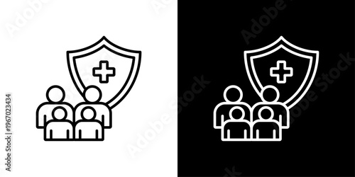 Family Insurance Icon Sheet Black And White