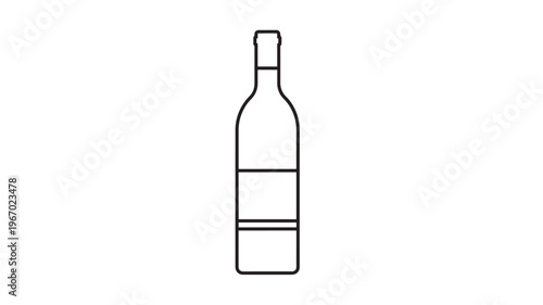 Bottle wine illustration with label space and cap isolated on white background, a clean vector graphic.