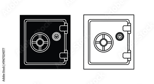 black and white illustration of safes Vector