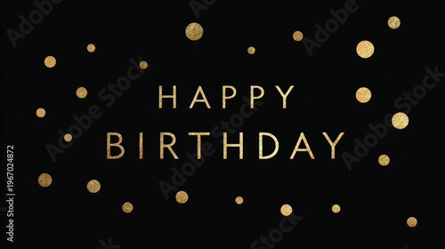 minimalistic happy birthday greeting card with golden dots