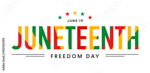 Juneteenth text lettering, Freedom Day typography banner