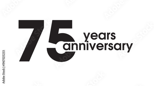 Seventy-five years anniversary celebration logo design with bold black numerals and text on a white background.