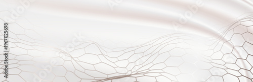 Minimalist white background with delicate golden hexagon outlines clustered on the sides, creating elegant negative space. Perfect for luxury branding, wedding designs, or sophisticated layouts.