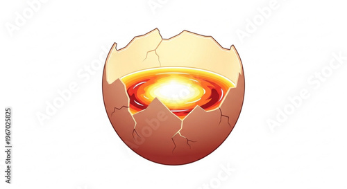 Creative spark igniting within a cracked eggshell, symbolizing the birth of new ideas and innovative concepts
