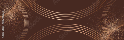 Brown background with golden circles. Minimal geometric brown light background abstract design.Seamless luxury cushioned surface. Cover, poster, flyer. Business background. Vector illustration