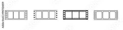 Collection of four distinct film strip icons with empty frames for content