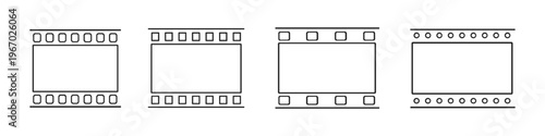 Collection of four different film strip frames with perforations and blank spaces