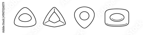 Collection of four different chalk shapes and a soap bar icon on a white background
