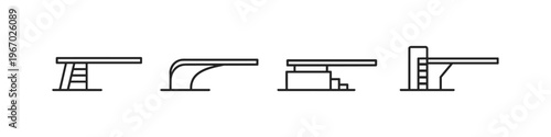 Collection of simple line art diving boards for swimming pools