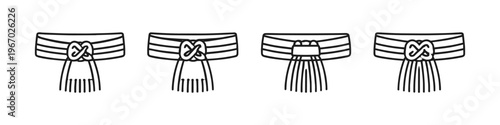 Collection of four decorative sashes with tassels and knots in outline style