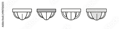Collection of four different styles of jockstrap underwear line drawings
