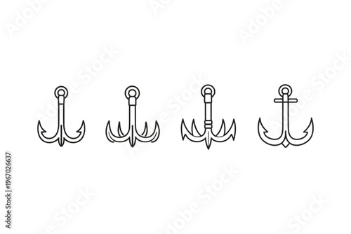 Collection of four distinct anchor icons in a clean line art style