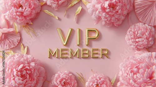 golden vip member text surrounded by flowers illustration