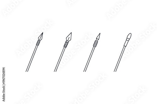 Collection of four distinct spearhead designs on white background