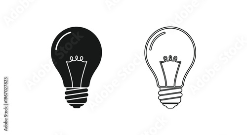 black and white light bulbs on a white background Vector