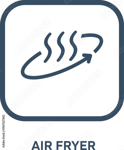 Minimalist Air Fryer Icon for Kitchen Appliance Interface and Cooking Applications