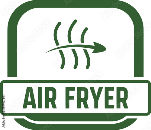 Green air fryer icon vector illustration for healthy cooking and kitchen appliance branding