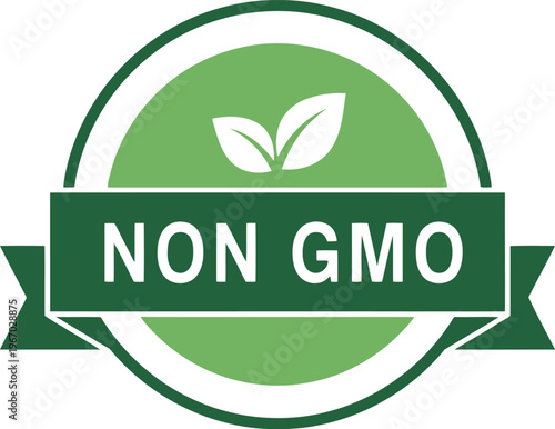 Non GMO Badge Icon – Green Organic Label for Healthy Natural Food Packaging and Marketing