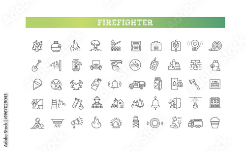 Firefighting safety equipment line symbols