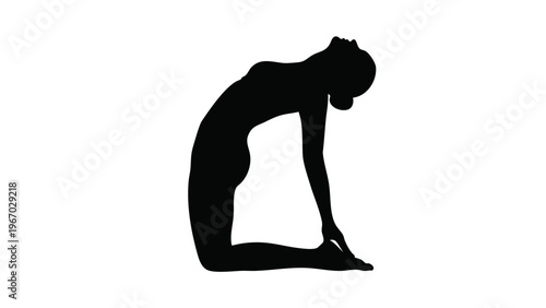 Graceful Yoga Silhouette Camel Pose Ustrasana - Wellness and Fitness Illustration