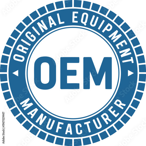 OEM Original Equipment Manufacturer Blue Seal Badge Vector for Industrial and Automotive Branding