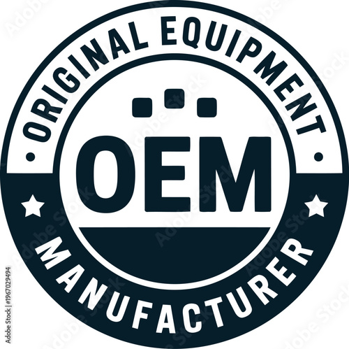 OEM Original Equipment Manufacturer Badge Icon for Industrial and Automotive Branding