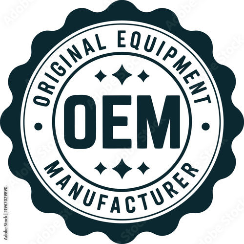 OEM Original Equipment Manufacturer Badge Icon for Industrial and Automotive Branding