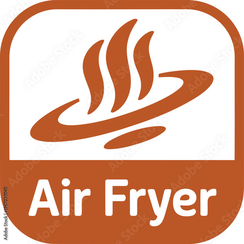 Air Fryer Icon Vector Illustration for Kitchen Appliance Label and Healthy Cooking Concept