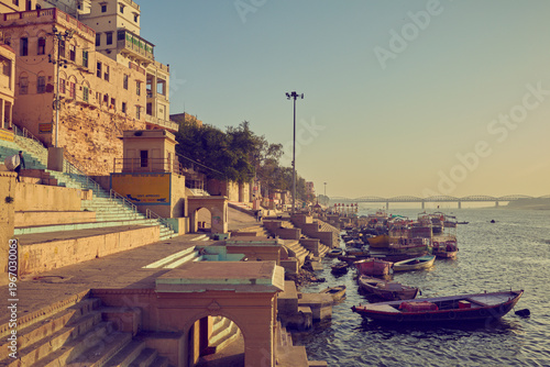 Cityscape of Varanasi at Ganges river, Uttar Pradesh, India