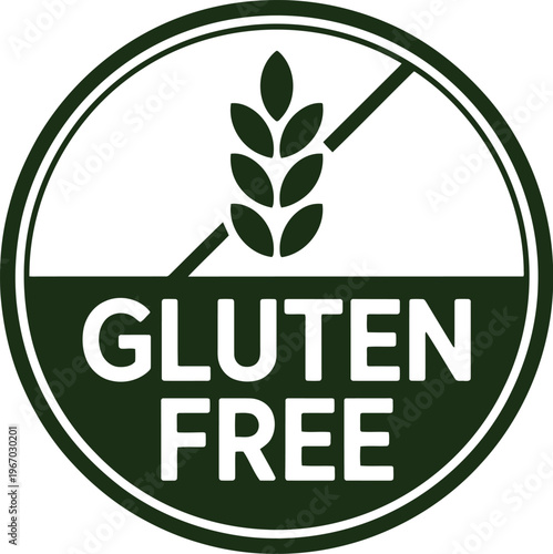 Gluten Free Label Icon for Food Packaging, Allergy Safe, Healthy Diet, Black and White Vector Badge