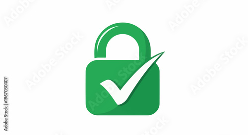 Green lock icon with a white checkmark, symbolizing security and approval