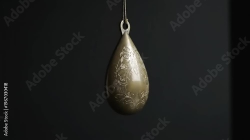 Closeup of antique hanging metal object.