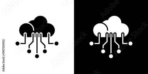 Cloud Computing Icon Sheet Black And White