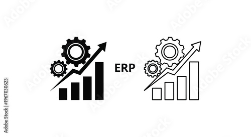 erp system optimization with gear and growth graph Vector